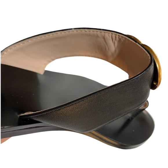 GG Gucci Marmont Black Leather Sandals - Picture 5 of 12